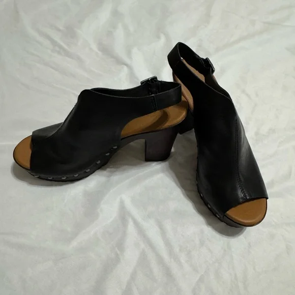 Korks Black Slingback Heels Comfort Block Heel Size 8 - Picture 2 of 5